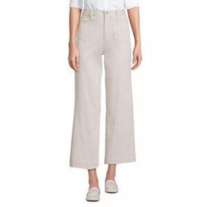 Lands' End Women's High Rise Patch Pocket Wide Leg Chino Crop Pants Size 14